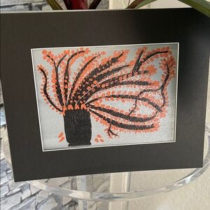 Abstract Floral Art in Black and metallic copper